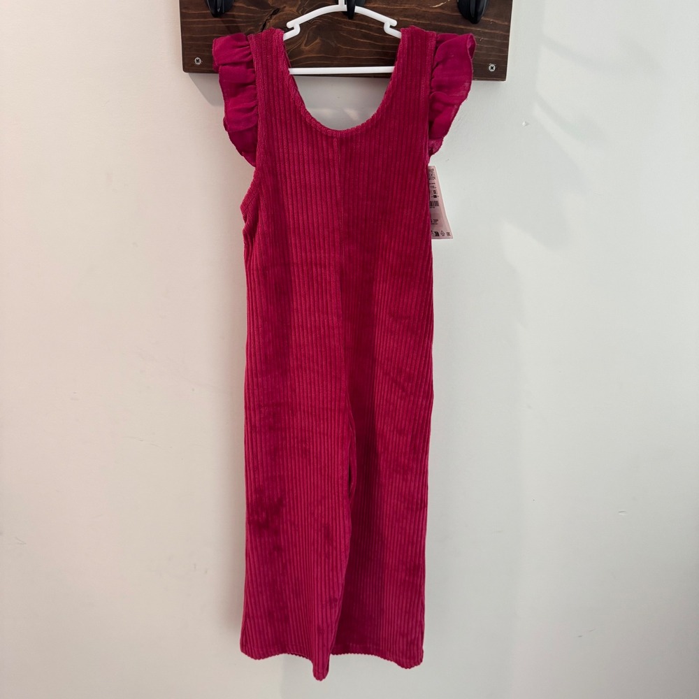 Zara Kids‎ Girls Magenta Corduroy Ruffle Sleeve Jumpsuit Size 4-5 110cm NWT